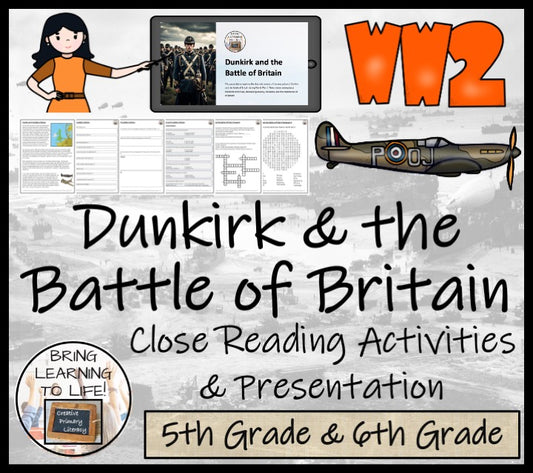 Dunkirk and the Battle of Britain Close Reading Comprehension | 5th & 6th Grade