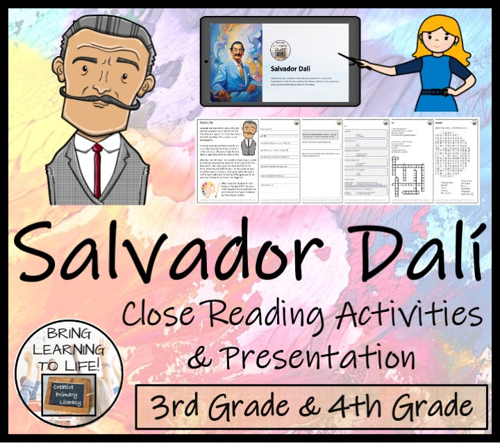 Salvador Dali Close Reading Comprehension Activities | 3rd Grade & 4th Grade