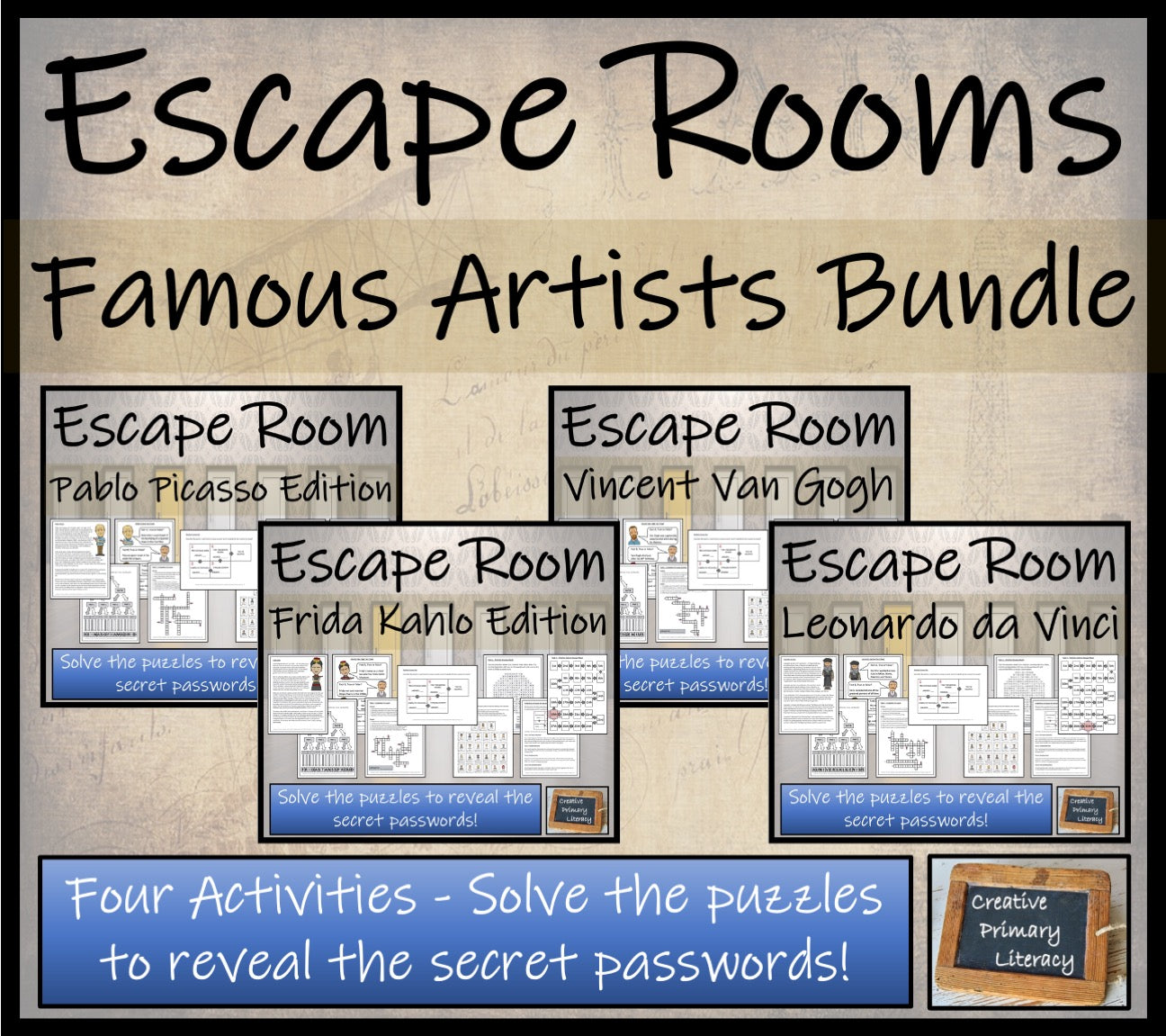 Famous Artists Escape Room Activity Bundle | 5th Grade & 6th Grade