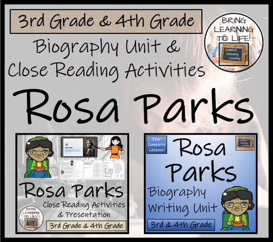 Rosa Parks Close Reading & Biography Bundle | 3rd Grade & 4th Grade