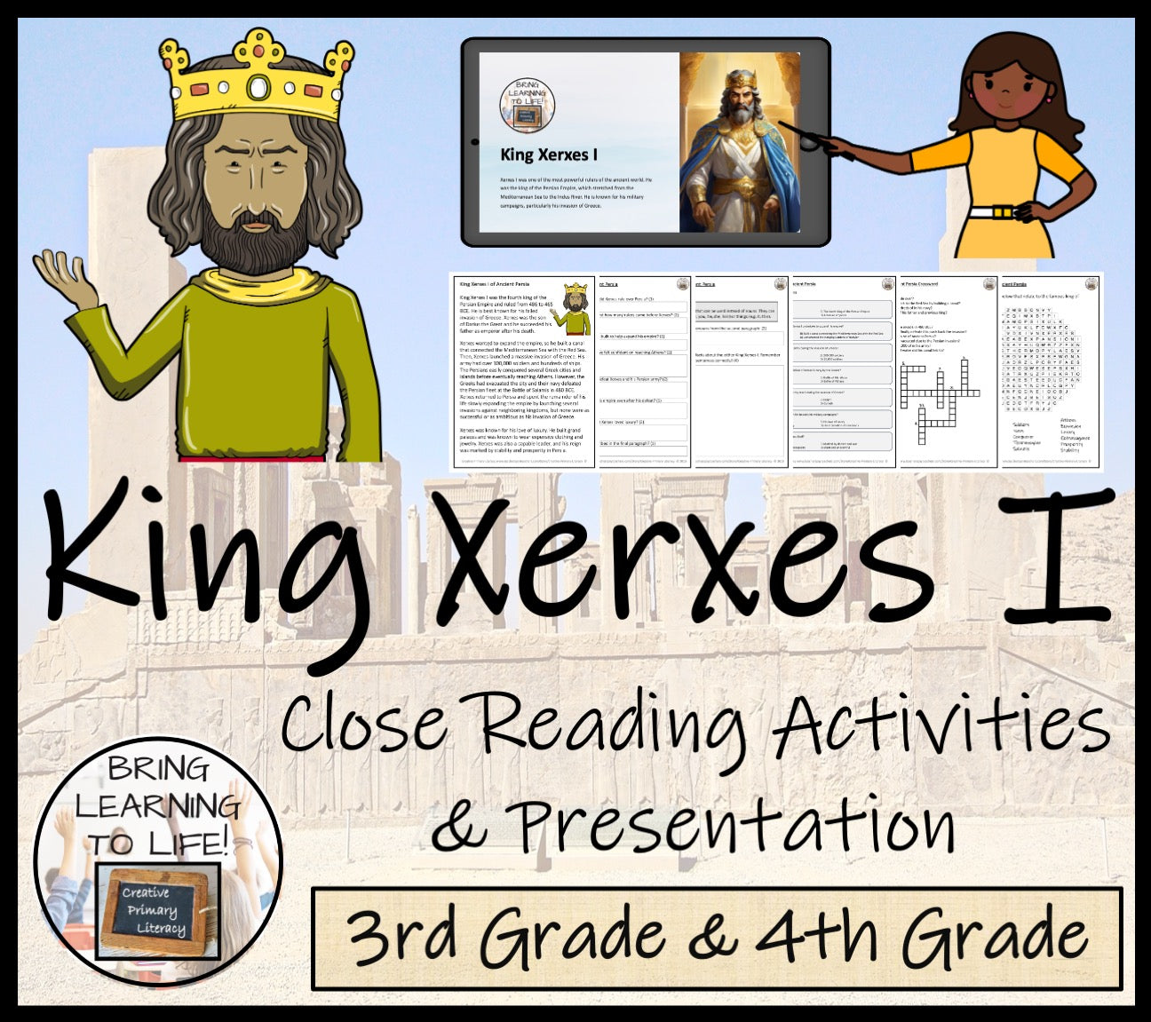 King Xerxes I Close Reading Comprehension Activities | 3rd Grade & 4th Grade