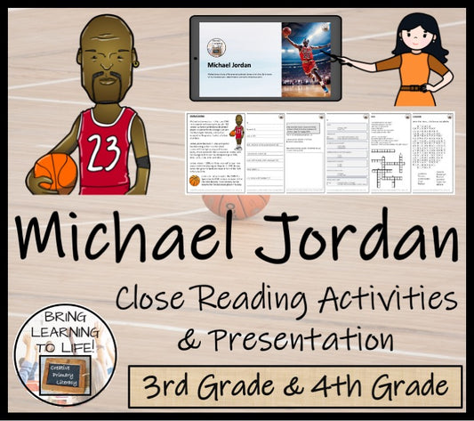 Michael Jordan Close Reading Comprehension Activities | 3rd Grade & 4th Grade