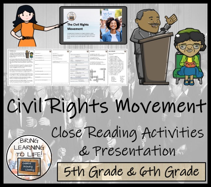 Civil Rights Movement Close Reading Comprehension Activities | 5th & 6th Grade