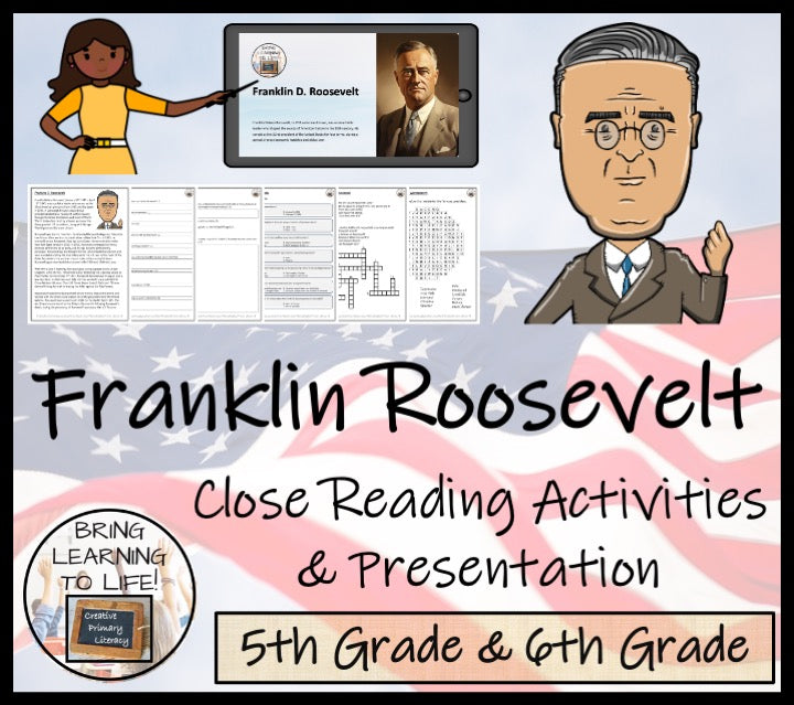 Franklin Roosevelt Close Reading Comprehension Activities | 5th Grade & 6th Grade