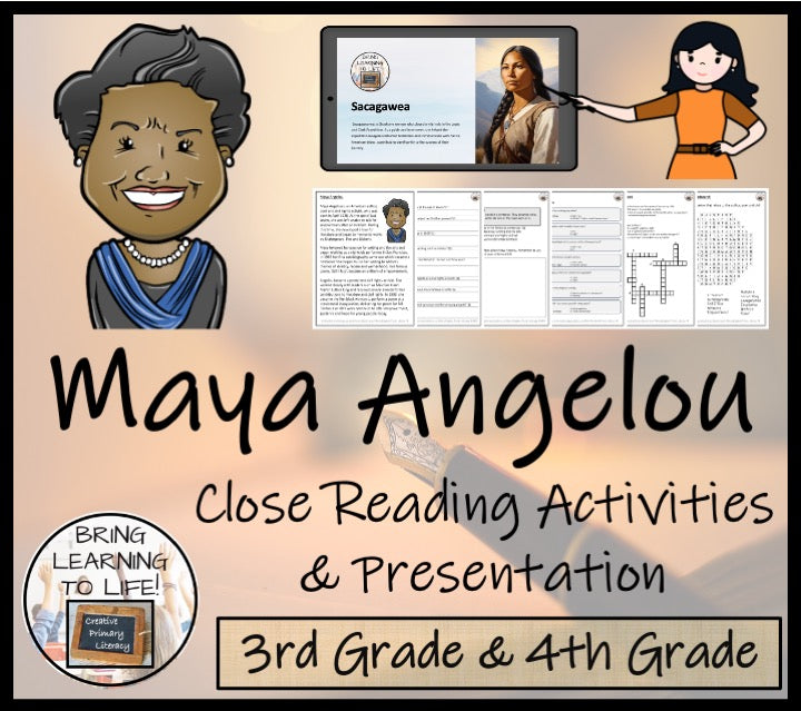 Maya Angelou Close Reading Comprehension Activities | 3rd Grade & 4th Grade