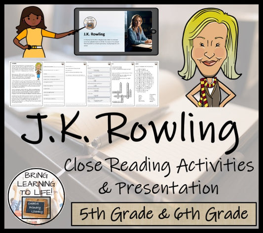 JK Rowling Close Reading Comprehension Activities | 5th Grade & 6th Grade