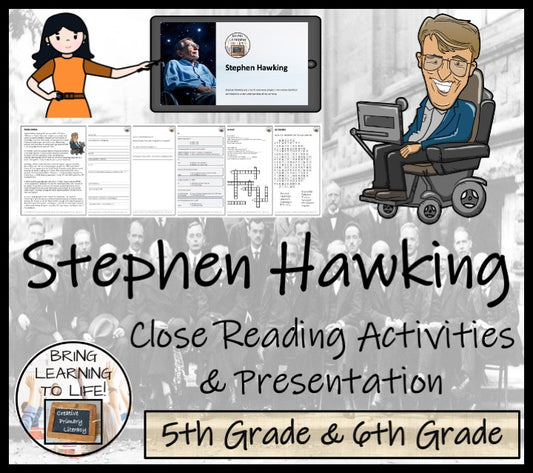 Stephen Hawking Close Reading Comprehension Activities | 5th Grade & 6th Grade