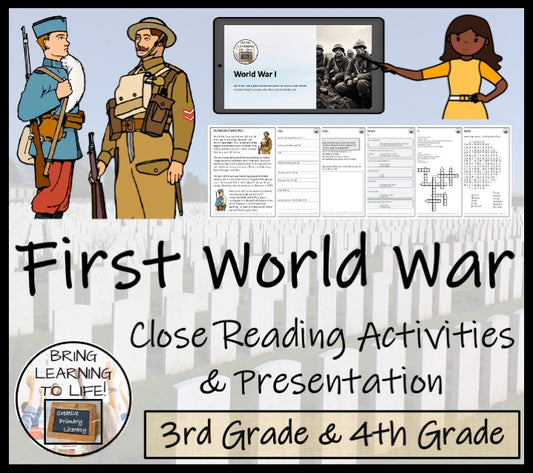 World War I Close Reading Comprehension Activities | 3rd Grade & 4th Grade