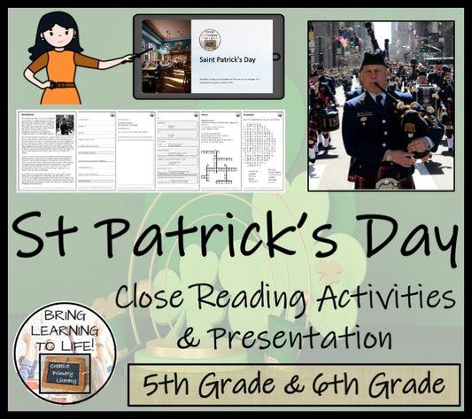 Saint Patrick's Day Close Reading Comprehension Activities | 5th Grade & 6th Grade