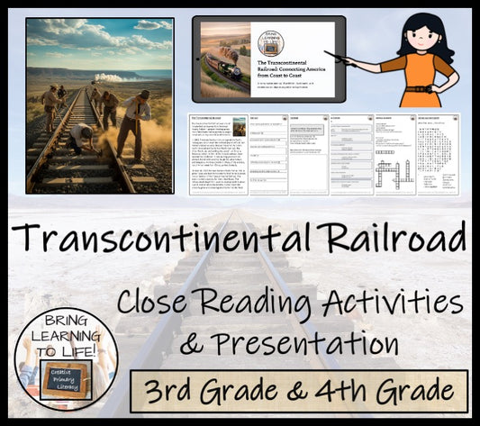 Transcontinental Railroad Close Reading & Comprehension Activities | 3rd–4th Grade