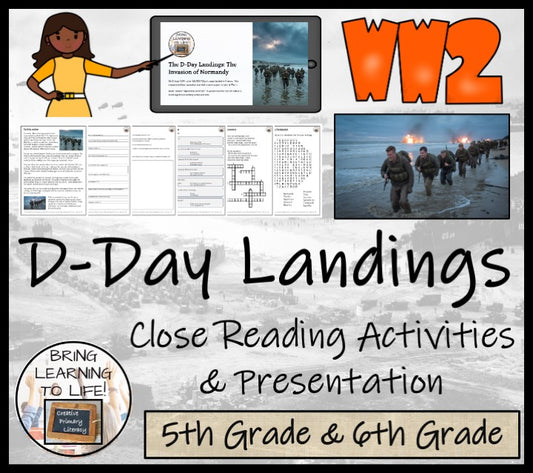 D-Day Landings Close Reading Comprehension Activities | 5th Grade & 6th Grade