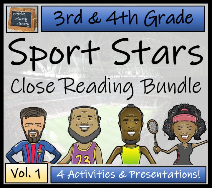 Sport Stars Volume 1 Close Reading Comprehension Bundle | 3rd Grade & 4th Grade