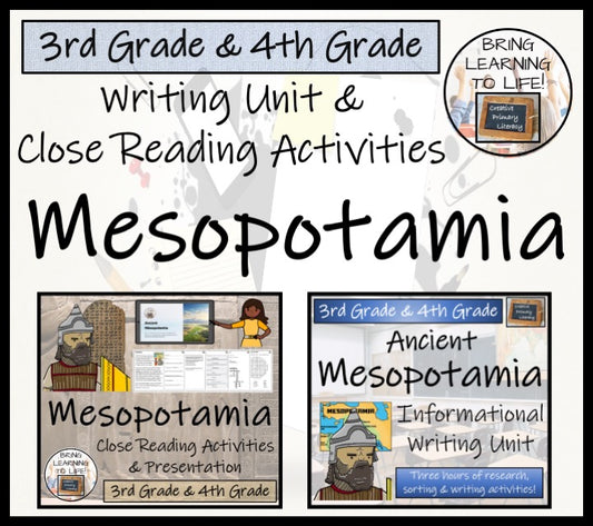 Ancient Mesopotamia Close Reading & Informational Writing Bundle | 3rd & 4th Grade