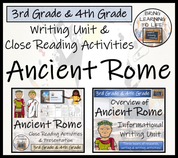 Ancient Rome Close Reading & Informational Writing Bundle | 3rd & 4th Grade