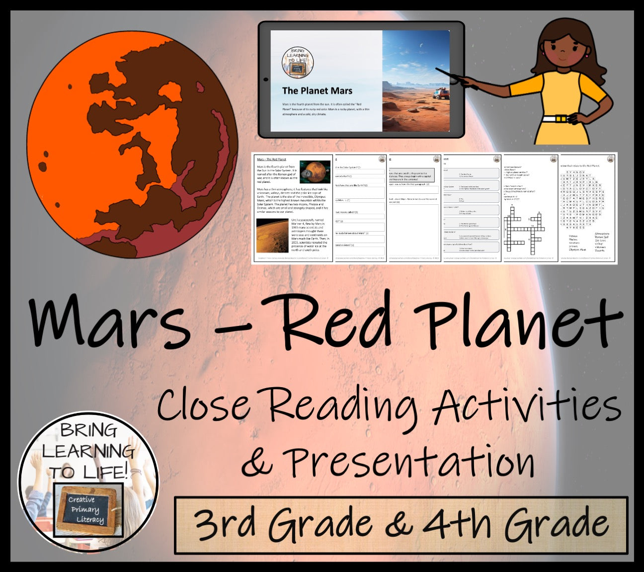 Mars - The Red Planet Close Reading Comprehension Activities | 3rd & 4th Grade