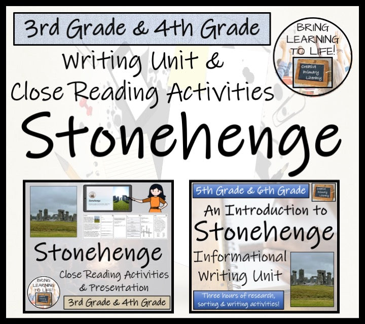 Stonehenge Close Reading & Informational Writing Bundle | 3rd & 4th Grade