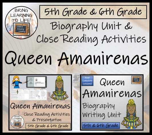 Queen Amanirenas Close Reading & Biography Bundle | 5th Grade & 6th Grade