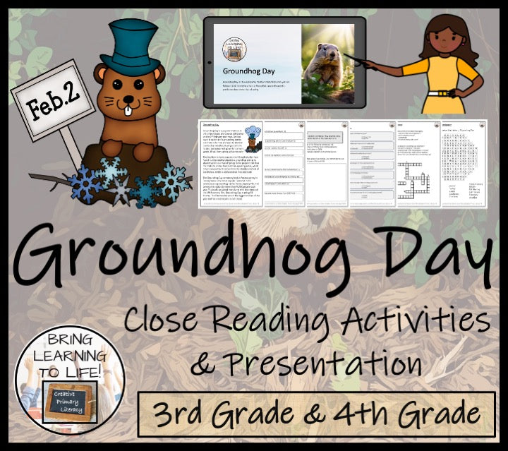 Groundhog Day Close Reading Comprehension Activities | 3rd Grade & 4th Grade