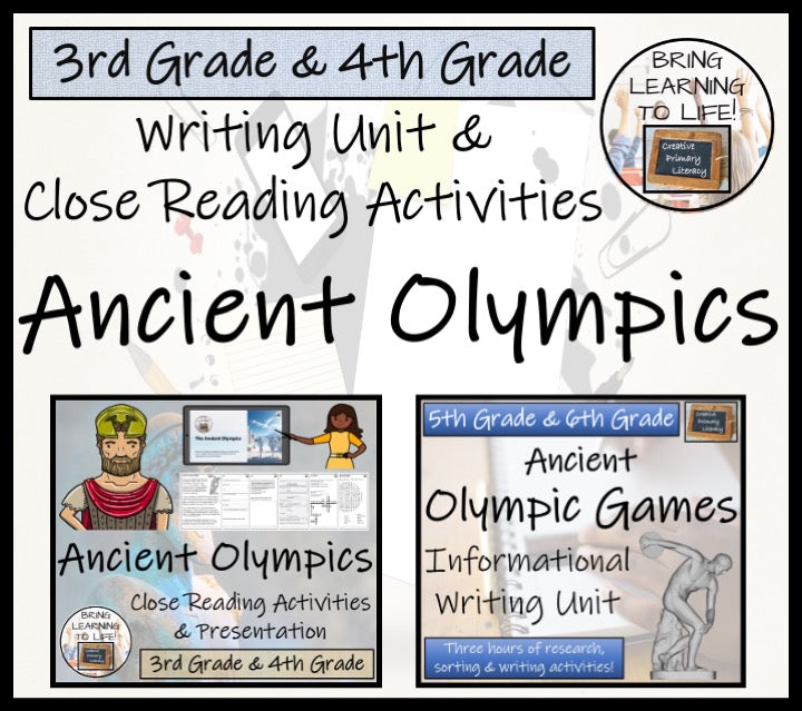 Ancient Olympics Reading & Informational Writing Bundle | 3rd Grade & 4th Grade