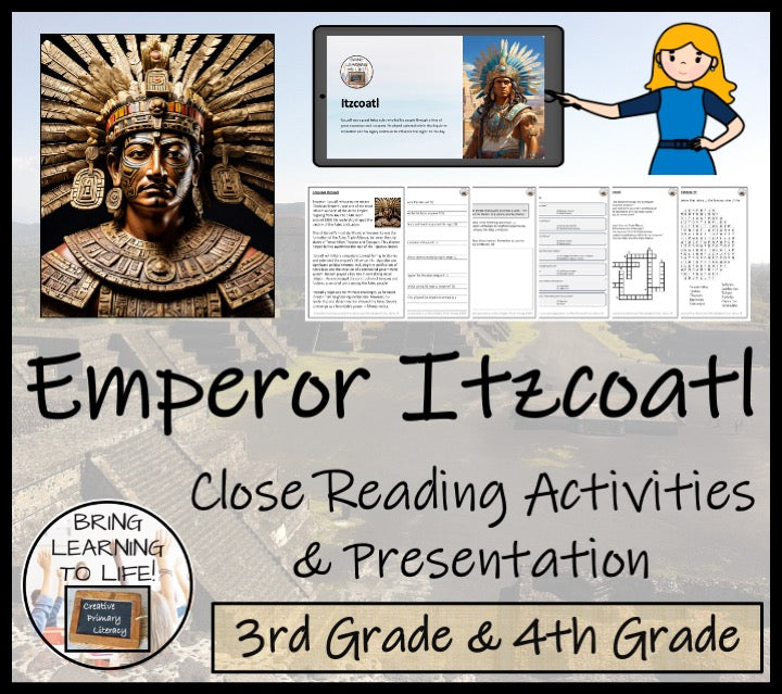 Aztec Emperor Itzcoatl Close Reading Comprehension Activities | 3rd & 4th Grade