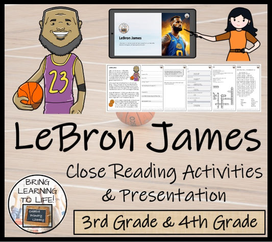 LeBron James Close Reading Comprehension Activities | 3rd Grade & 4th Grade