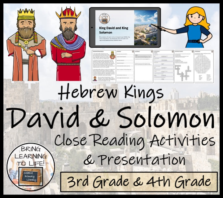 King David & King Solomon Close Reading Activities | 3rd Grade & 4th Grade