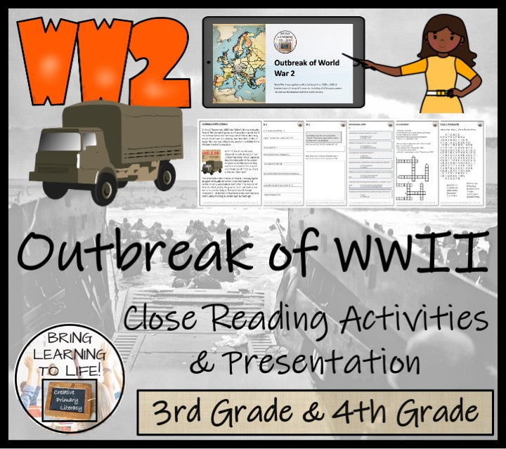 Outbreak of World War 2 Close Reading Comprehension | 3rd Grade & 4th Grade