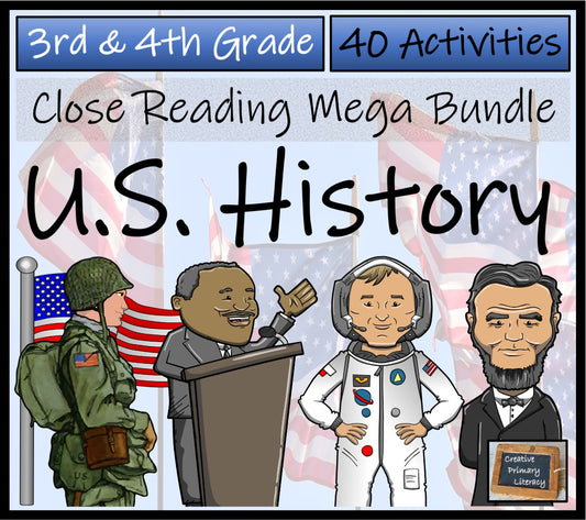 American History Close Reading Comprehension Bundle | 3rd Grade & 4th Grade