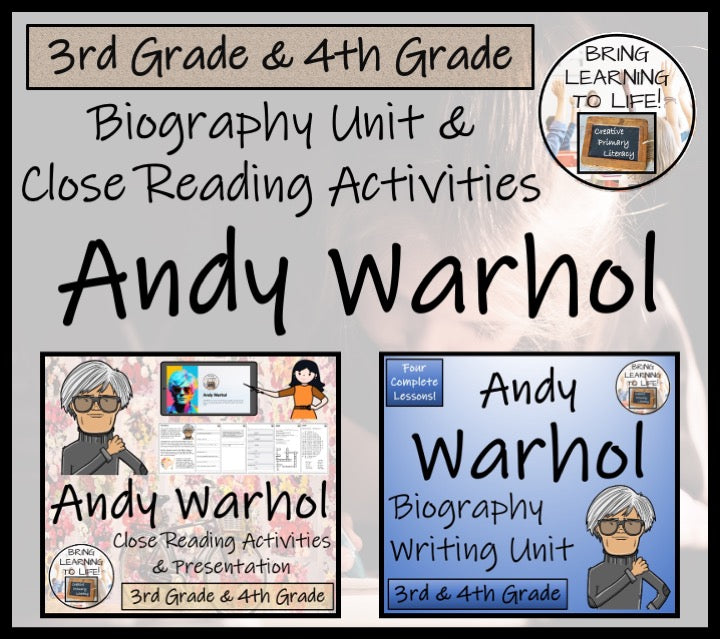 Andy Warhol Close Reading & Biography Bundle | 3rd Grade & 4th Grade