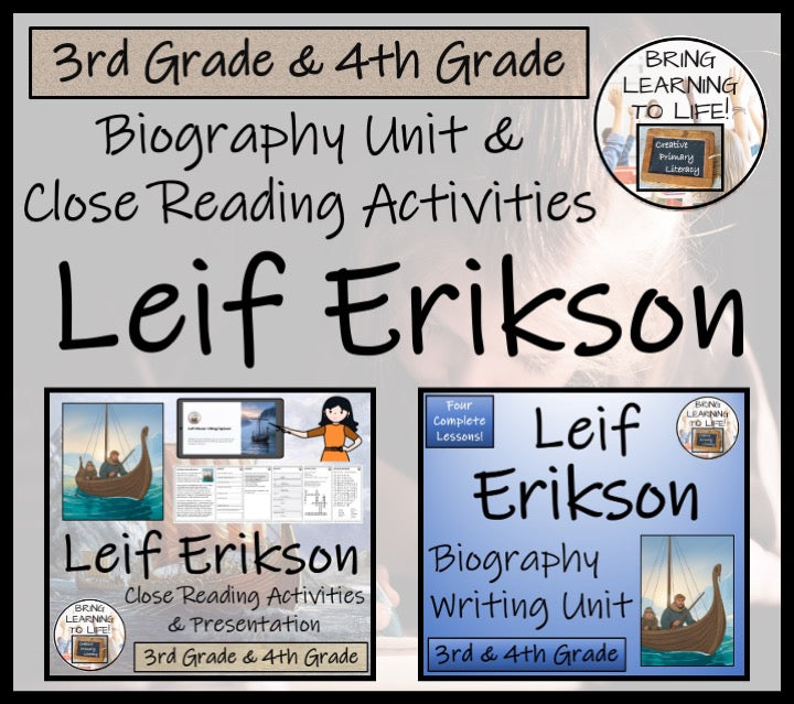 Leif Erikson Close Reading & Biography Bundle | 3rd Grade & 4th Grade