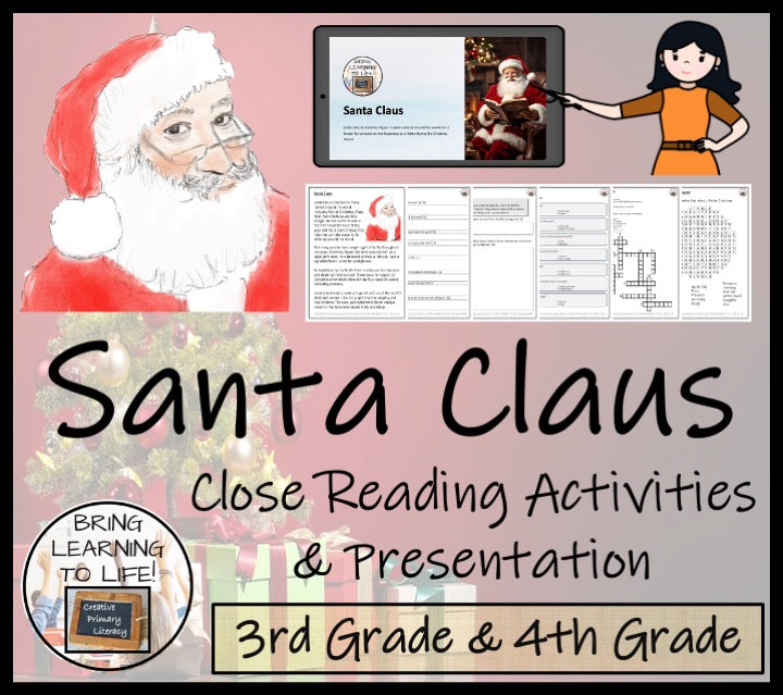 Santa Claus Close Reading Comprehension Activities | 3rd Grade & 4th Grade