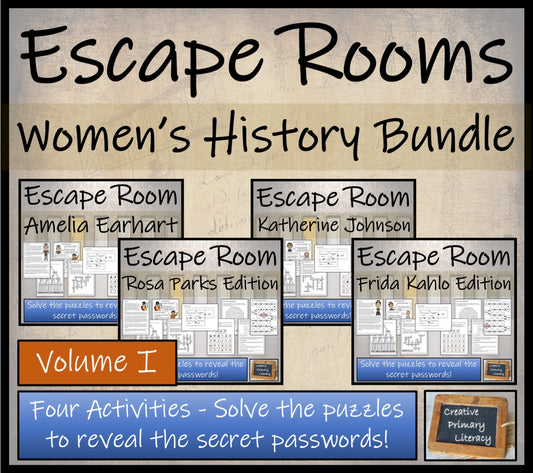 Womens History Escape Room Activity Bundle | 5th Grade & 6th Grade