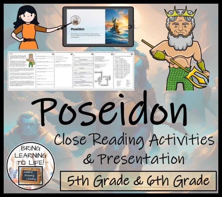 Poseidon Close Reading Comprehension Activity | 5th Grade & 6th Grade