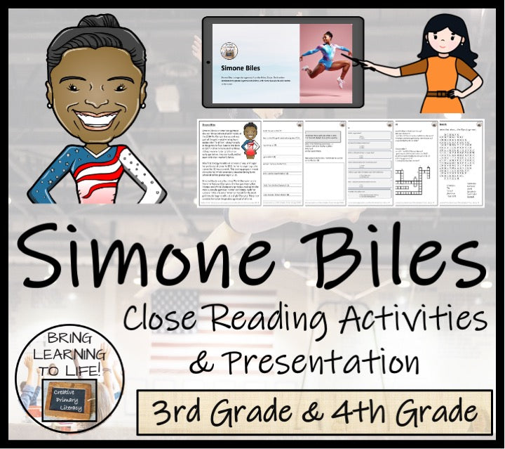 Simone Biles Close Reading Comprehension Activities | 3rd Grade & 4th Grade