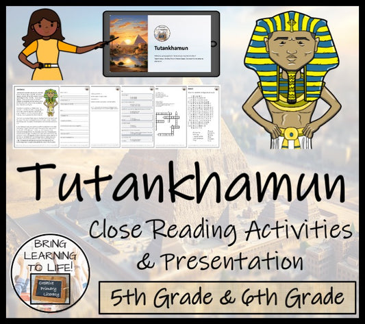 Tutankhamun Close Reading Comprehension Activities | 5th Grade & 6th Grade