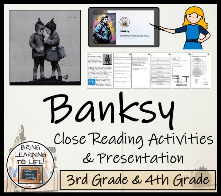 Banksy Close Reading Comprehension Activities | 3rd Grade & 4th Grade