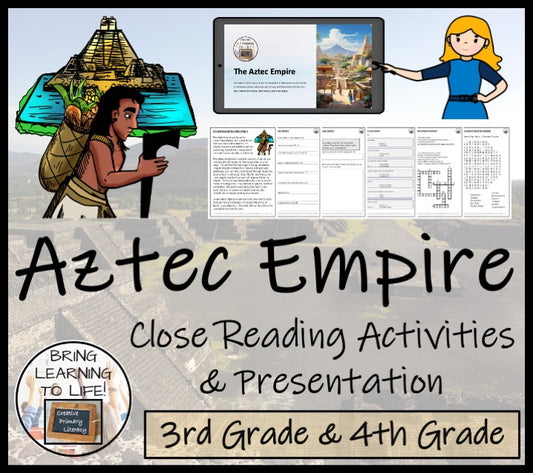 Aztec Empire Close Reading Comprehension Activities | 3rd Grade & 4th Grade