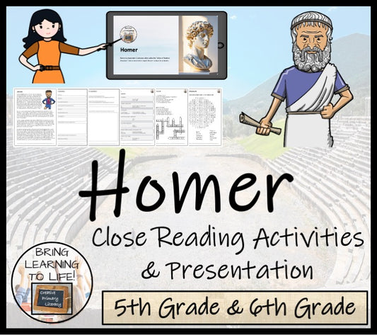 Homer Close Reading Comprehension Activities | 5th Grade & 6th Grade