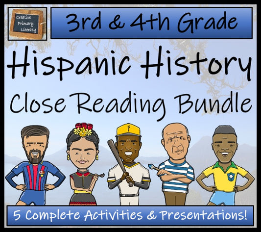 Hispanic Heritage Close Reading Comprehension Activity Bundle | 3rd & 4th Grade