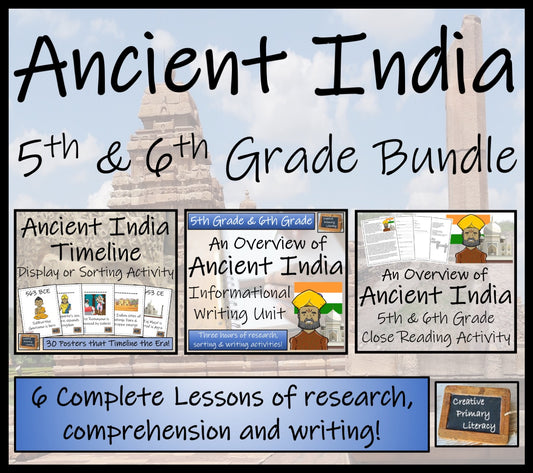 Ancient India Display Timeline Close Reading & Writing Bundle | 5th & 6th Grade