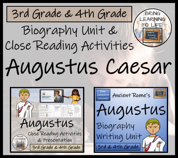 Augustus Close Reading & Biography Writing Bundle | 3rd Grade & 4th Grade