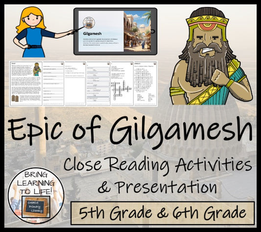 Epic of Gilgamesh Close Reading Comprehension Activities | 5th Grade & 6th Grade