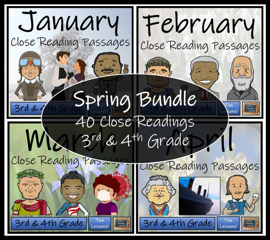 Spring Close Reading Comprehension Book Bundle | 3rd Grade & 4th Grade