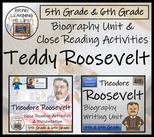 Theodore Roosevelt Close Reading & Biography Bundle 5th Grade & 6th Grade