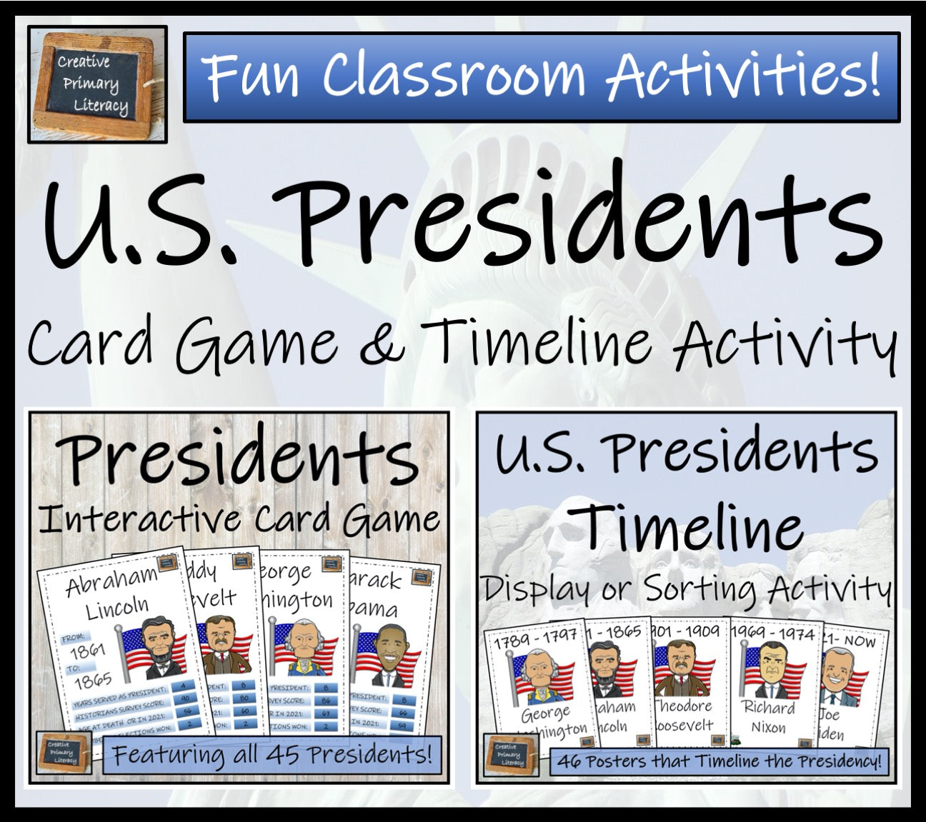 American Presidents Trading Cards Game & Timeline Activity