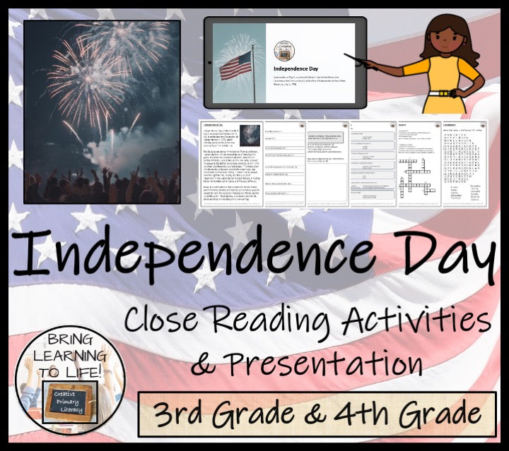 Independence Day Close Reading Passage & Comprehension Activities 3rd–4th Grade
