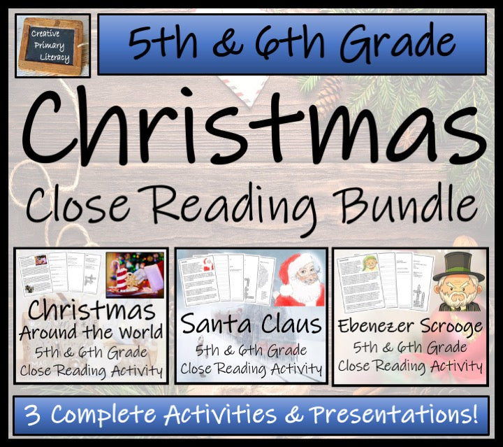 A Christmas Close Reading Comprehension Bundle | 5th Grade & 6th Grade