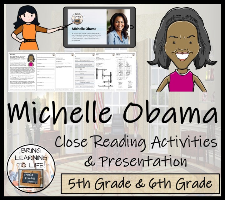 Michelle Obama Close Reading Comprehension Activities | 5th Grade & 6th Grade