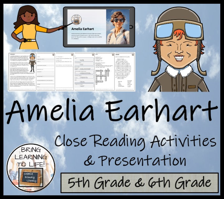 Amelia Earhart Close Reading Comprehension Activities | 5th Grade & 6th Grade