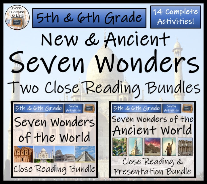 New and Ancient Seven Wonders Reading Comprehension Bundle | 5th & 6th Grade